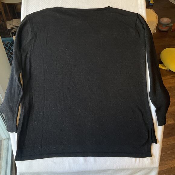 Style & Co. Women Sweatshirt M Black Geometric Deer Head Metallic Graphic Print - Picture 8 of 8